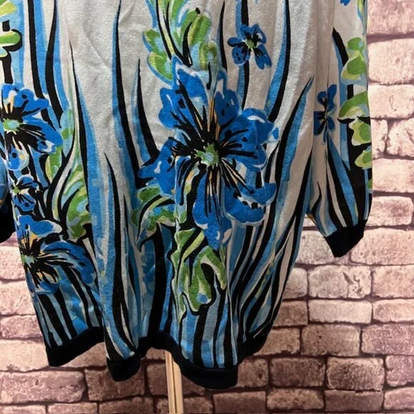 Bob Mackie Wearable Art Blue, Black & Green Cardigan Size 1X - Picture 6 of 9